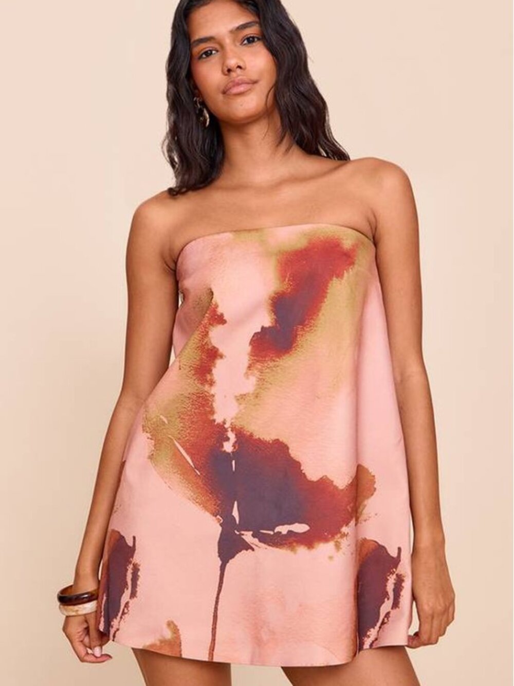 NWT PrettyLittleThing Brown Bandeau A-line Dress